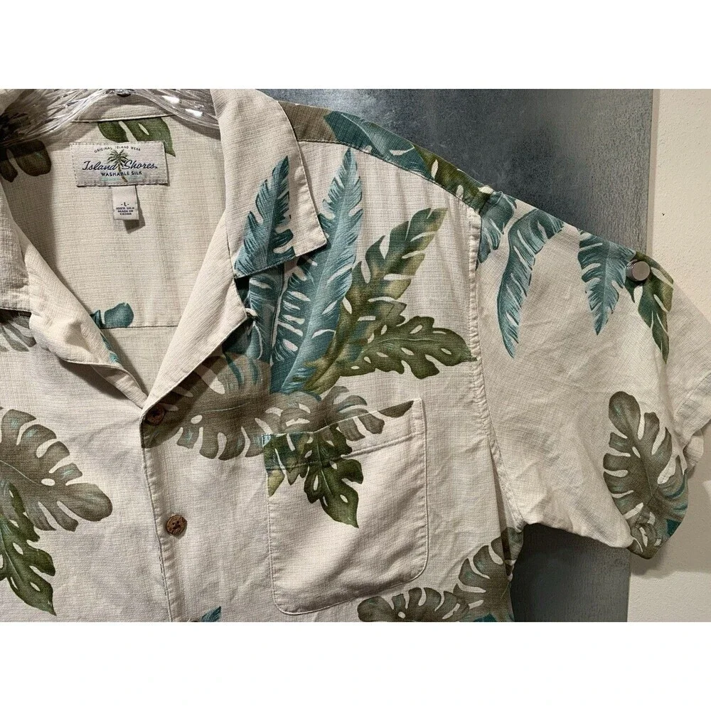 Island Shores Hawaiian Shirt Mens Large 100% Washable Silk Button Up Large - Picture 4 of 16